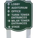 Wayfinding Sign Made with King ColorCore® Green/White/Green