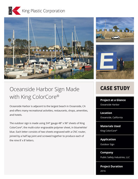 Oceanside Harbor Sign Made with King ColorCore&reg;