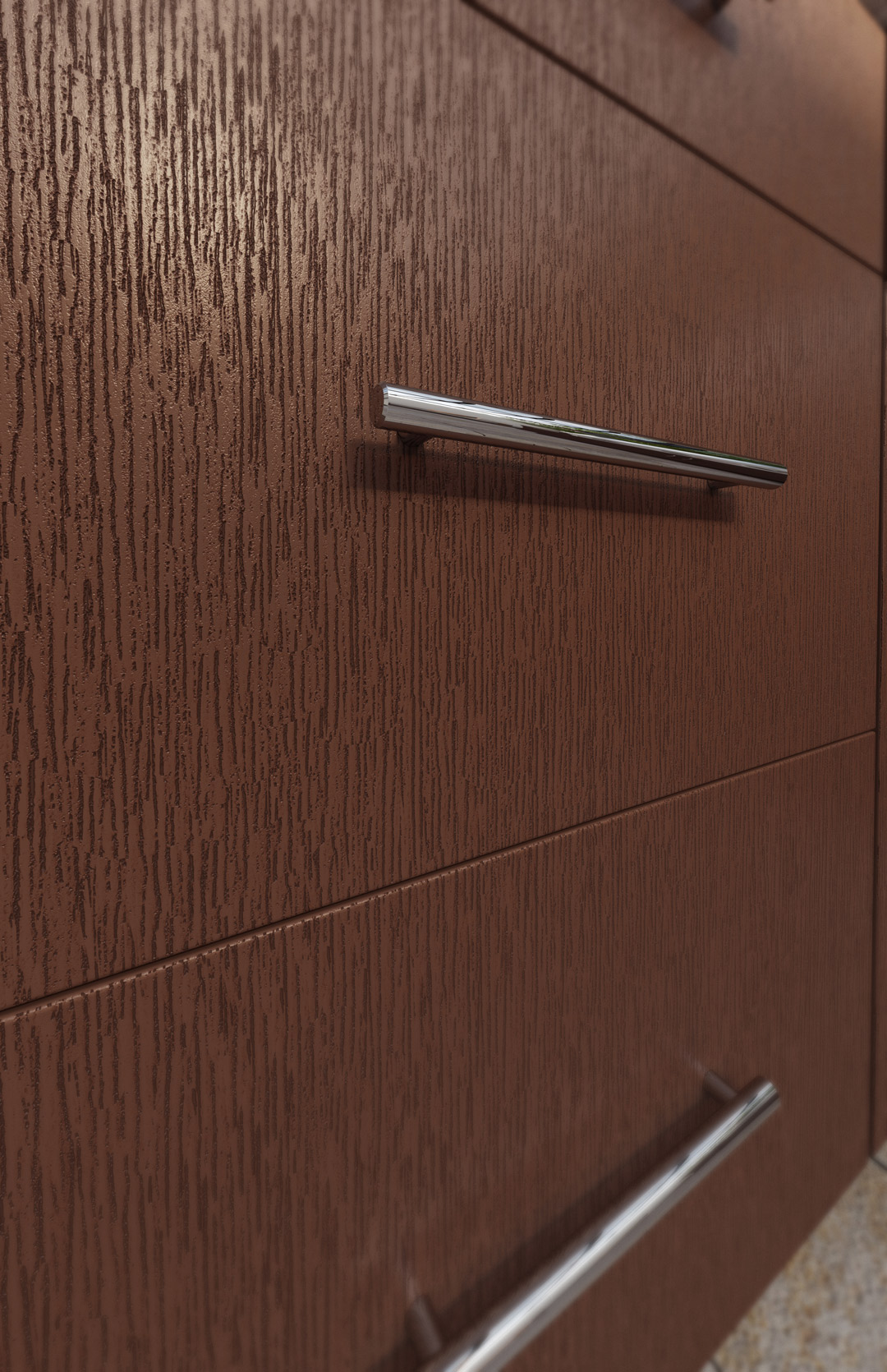 Close up of wood grain texture on outdoor cabinet